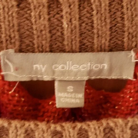 NY Collection Chevron Retro Look Poncho Sweater - Picture 6 of 8